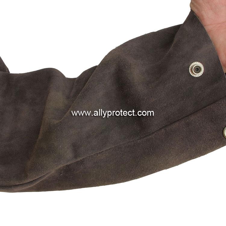 AP-2530 藍色阻燃布配炭啡色皮袖焊服