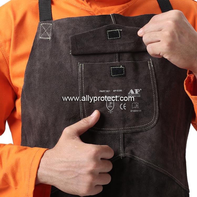 AP-6100 炭啡色全皮護胸圍裙