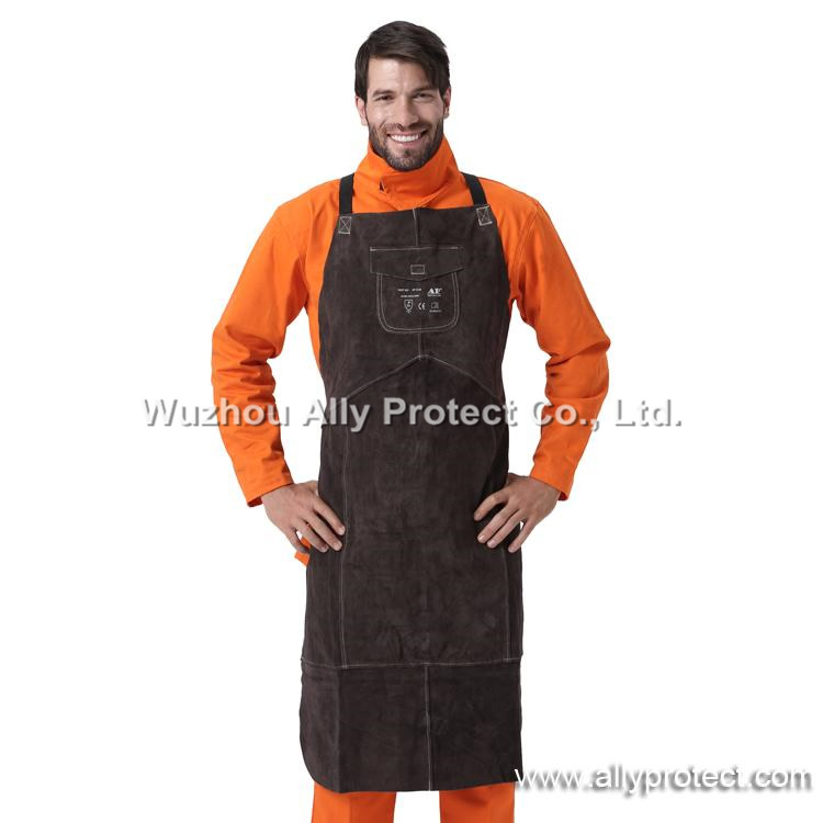 AP-6100 Charcoal-brown Leather Full Bib Apron
