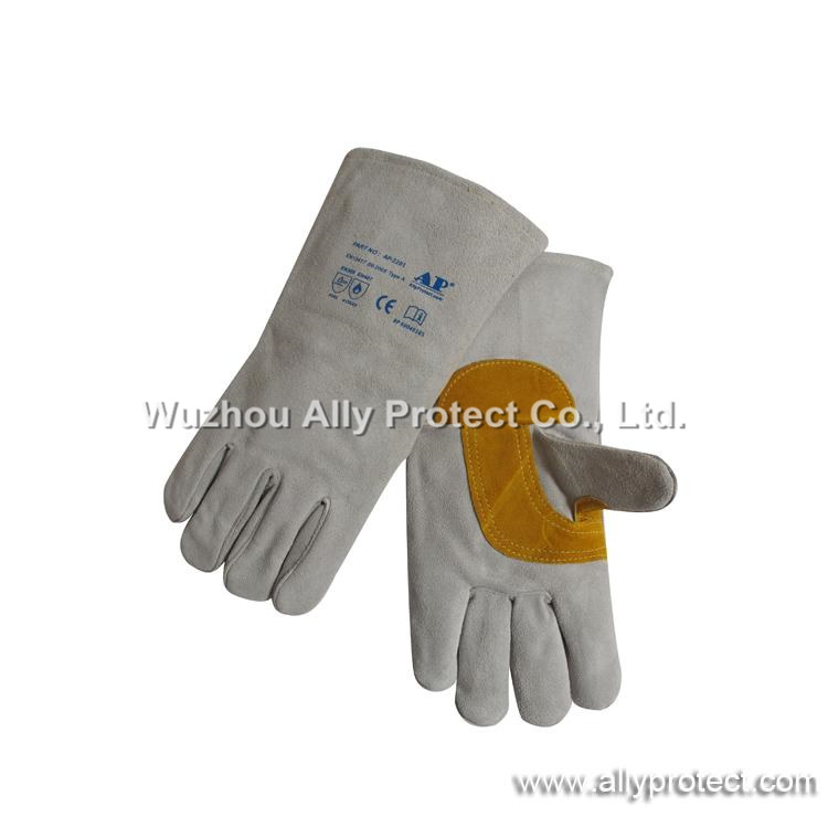 AP-2201 Gray Palm Patched Welding Gloves