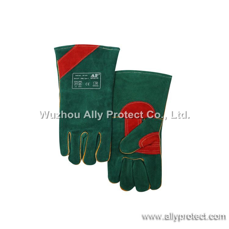 AP-3201 Green Patched Palm Welding Gloves